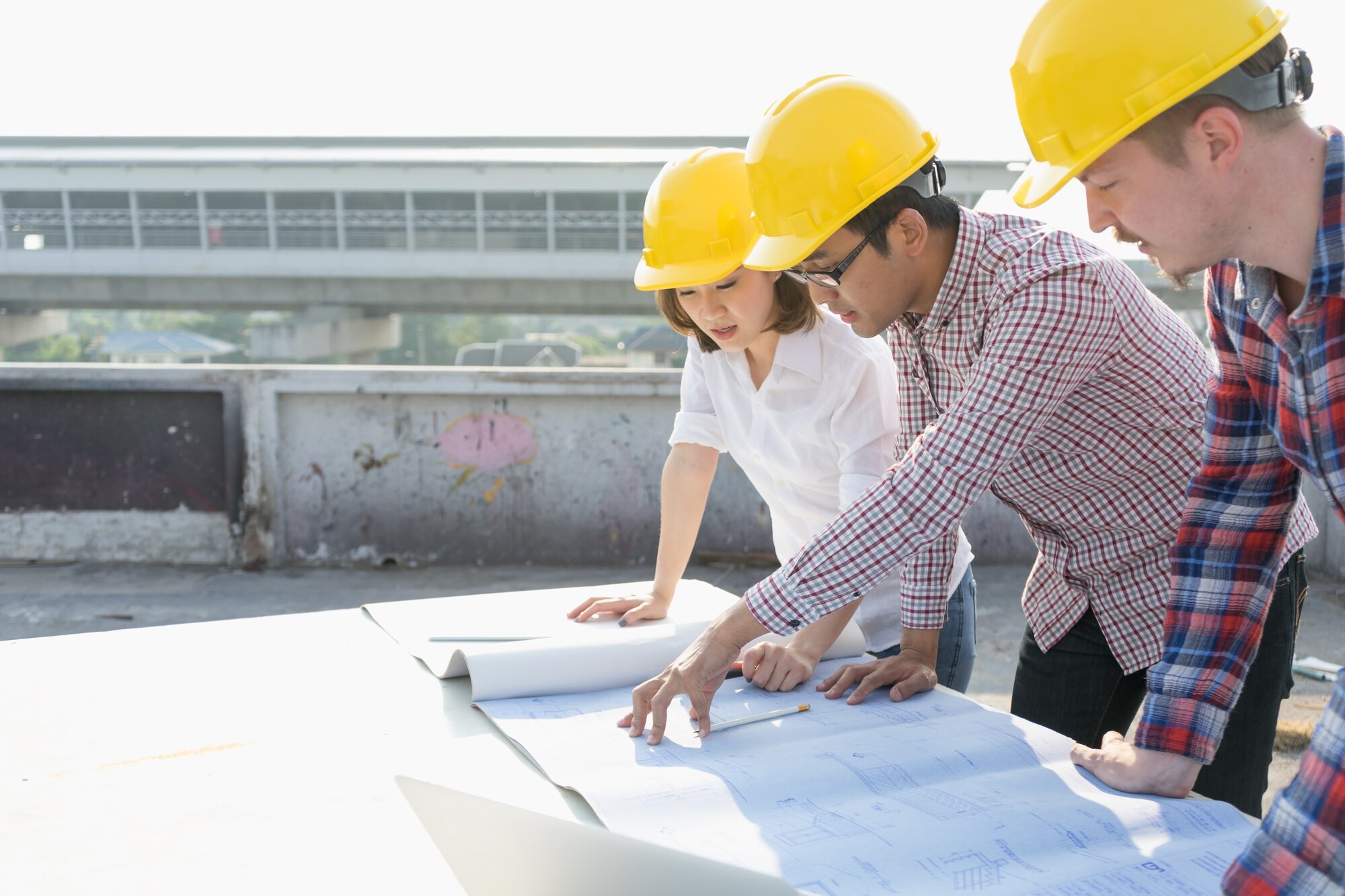 diverse group of young civil engineers